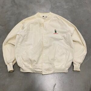 Vintage y2k 70s white spike brush control spellout bomber jacket